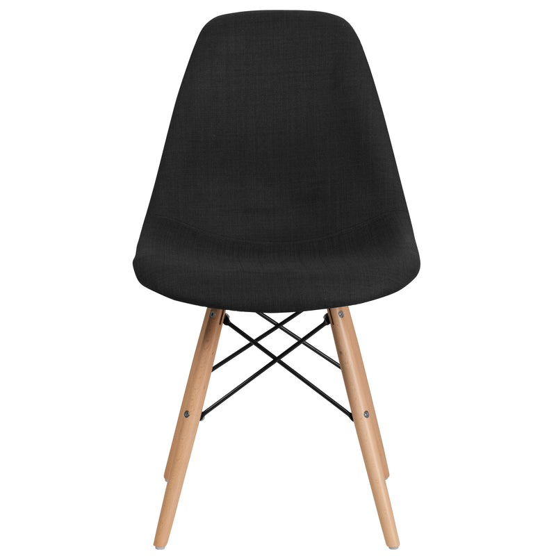 Elon Series Genoa Black Fabric Chair with Wooden Legs