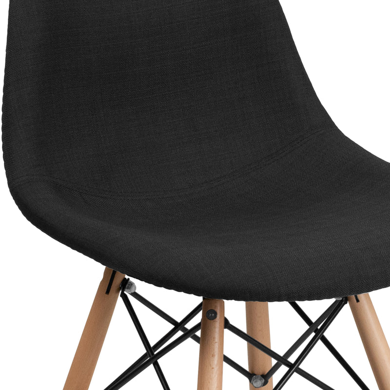 Elon Series Genoa Black Fabric Chair with Wooden Legs