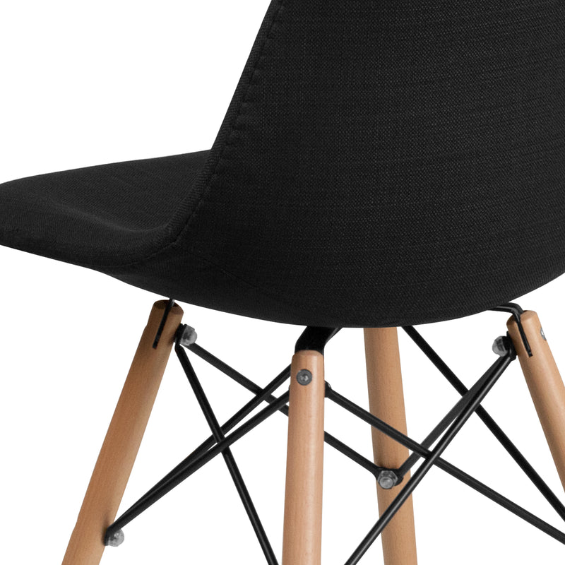 Elon Series Genoa Black Fabric Chair with Wooden Legs