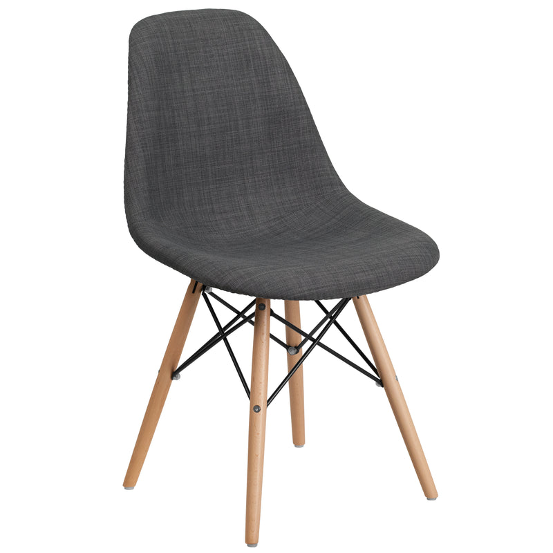 Elon Series Siena Gray Fabric Chair with Wooden Legs