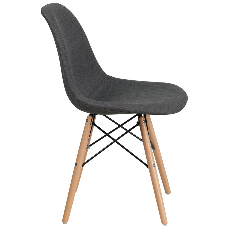 Elon Series Siena Gray Fabric Chair with Wooden Legs