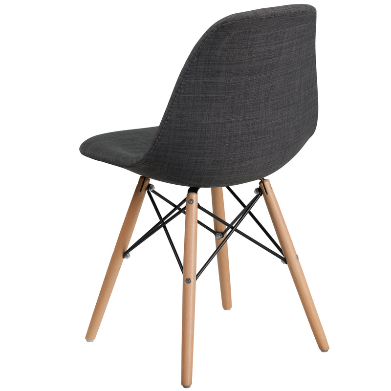 Elon Series Siena Gray Fabric Chair with Wooden Legs