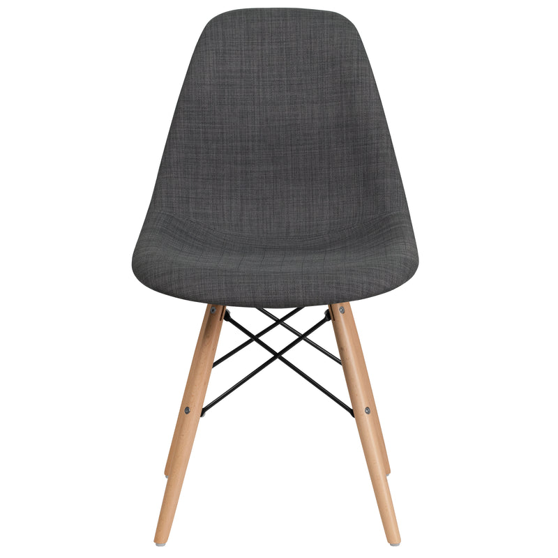 Elon Series Siena Gray Fabric Chair with Wooden Legs