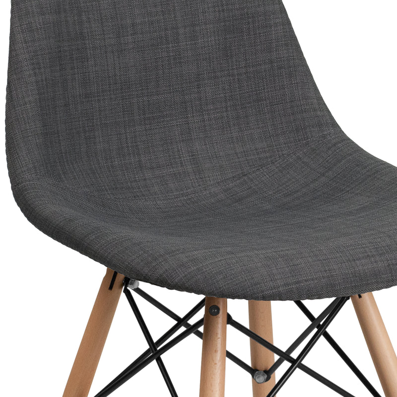 Elon Series Siena Gray Fabric Chair with Wooden Legs