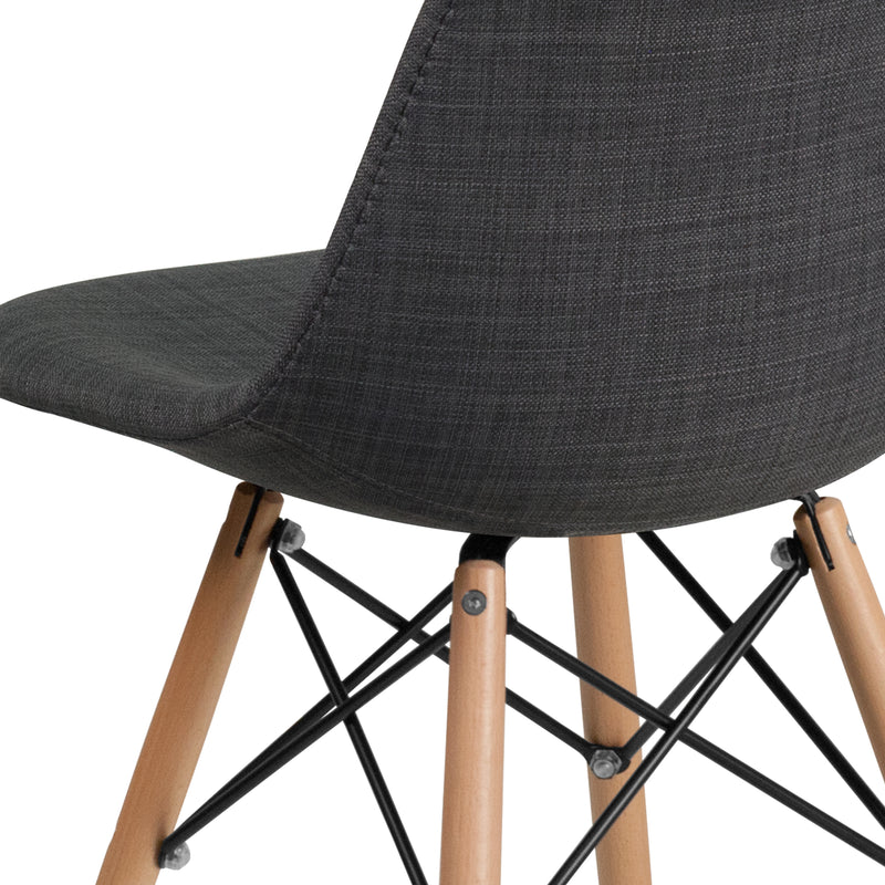 Elon Series Siena Gray Fabric Chair with Wooden Legs