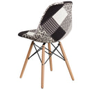 Elon Series Turin Patchwork Fabric Chair with Wooden Legs