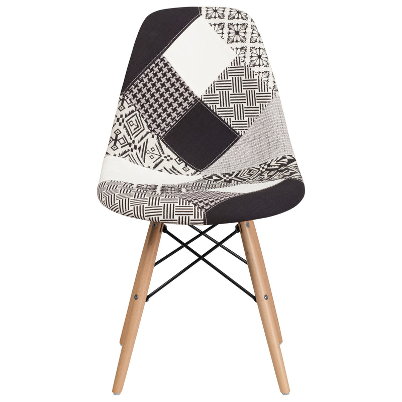 Elon Series Turin Patchwork Fabric Chair with Wooden Legs