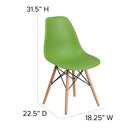 Elon Series Green Plastic Chair with Wooden Legs