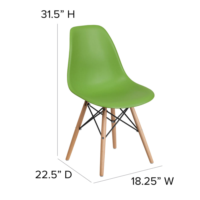 Elon Series Green Plastic Chair with Wooden Legs