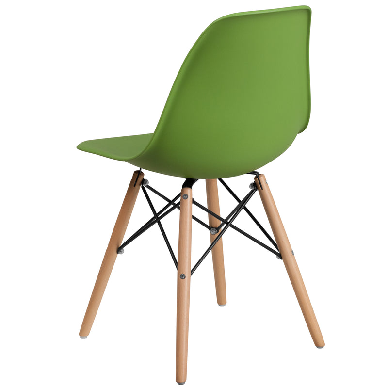 Elon Series Green Plastic Chair with Wooden Legs