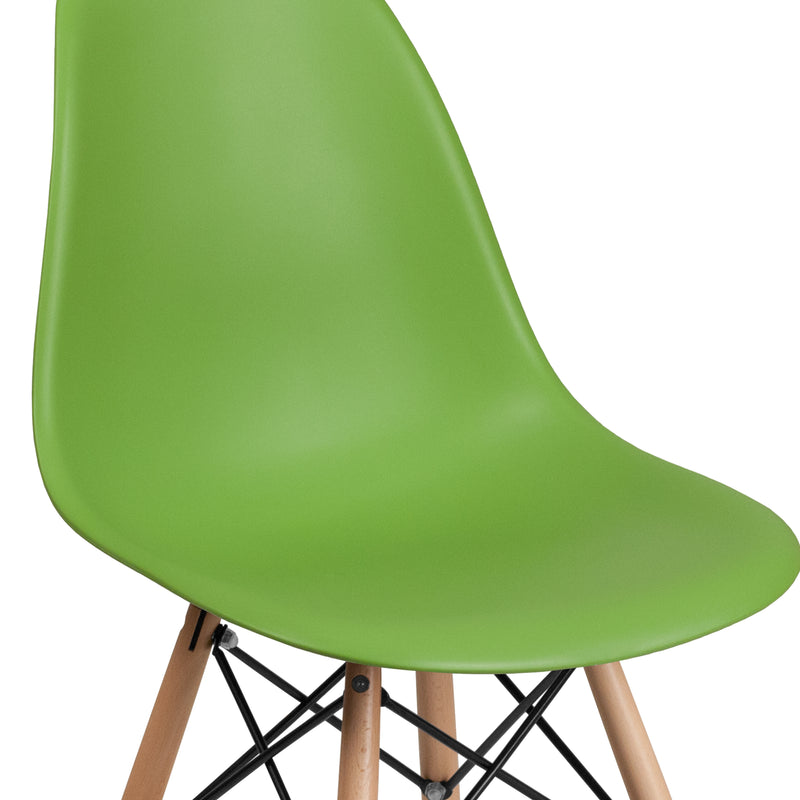 Elon Series Green Plastic Chair with Wooden Legs