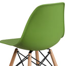 Elon Series Green Plastic Chair with Wooden Legs