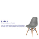 Elon Series Moss Gray Plastic Chair with Wooden Legs
