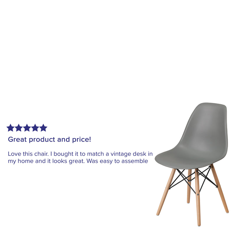 Elon Series Moss Gray Plastic Chair with Wooden Legs