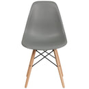 Elon Series Moss Gray Plastic Chair with Wooden Legs
