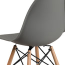 Elon Series Moss Gray Plastic Chair with Wooden Legs