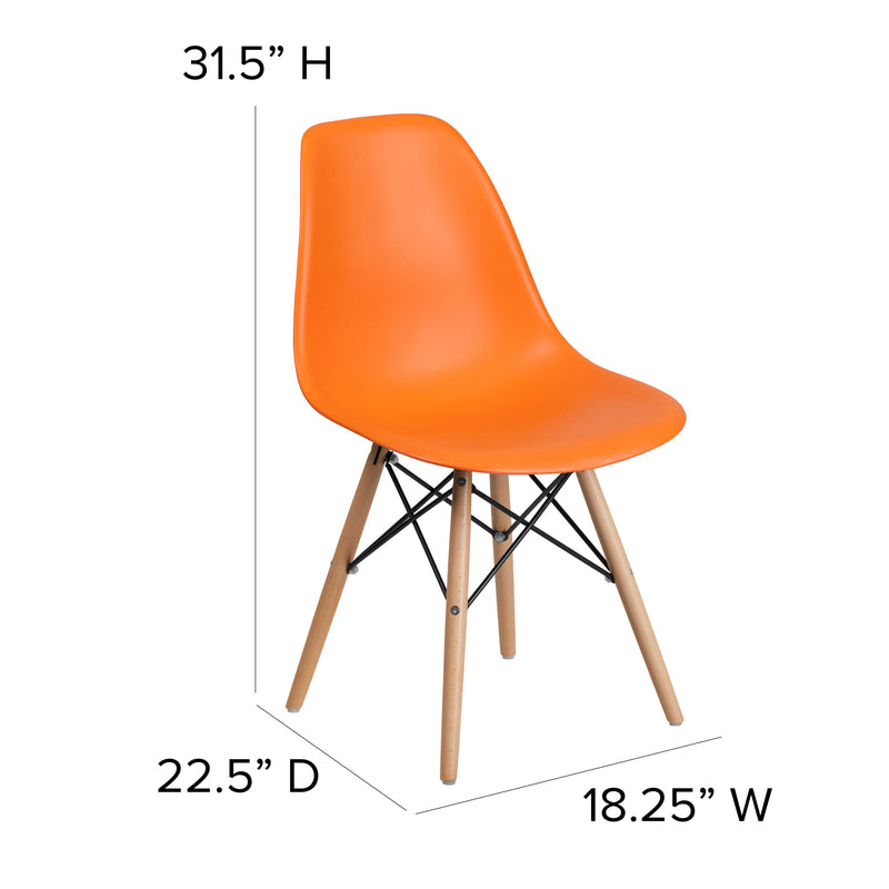 Elon Series Orange Plastic Chair with Wooden Legs