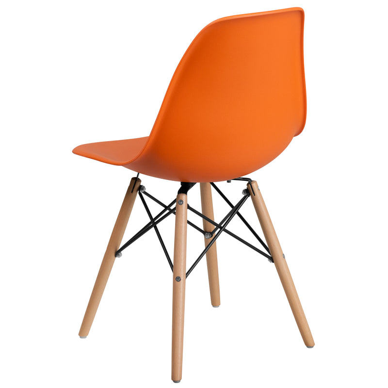 Elon Series Orange Plastic Chair with Wooden Legs