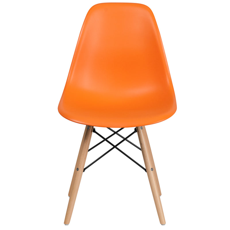 Elon Series Orange Plastic Chair with Wooden Legs