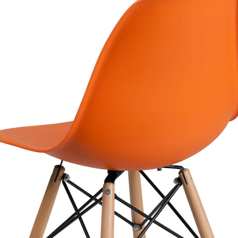 Elon Series Orange Plastic Chair with Wooden Legs