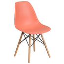 Elon Series Peach Plastic Chair with Wooden Legs
