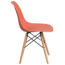Elon Series Peach Plastic Chair with Wooden Legs