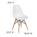 Elon Series White Plastic Chair with Wooden Legs