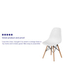 Elon Series White Plastic Chair with Wooden Legs