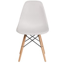 Elon Series White Plastic Chair with Wooden Legs