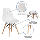Elon Series White Plastic Chair with Wooden Legs