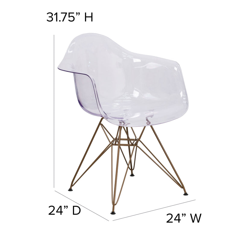 Alonza Series Transparent Side Chair with Gold Base