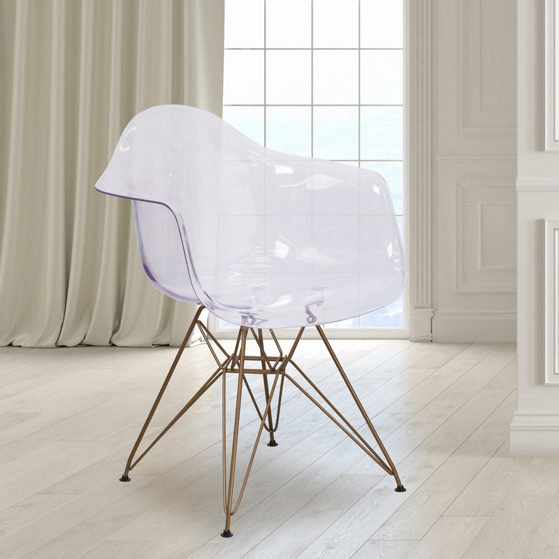 Alonza Series Transparent Side Chair with Gold Base