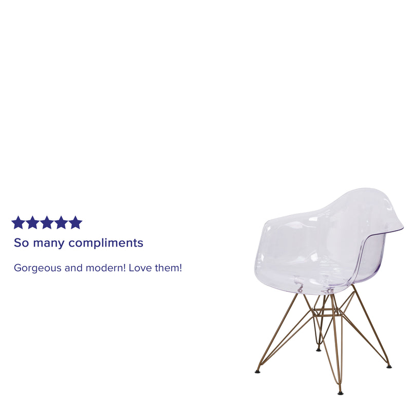 Alonza Series Transparent Side Chair with Gold Base