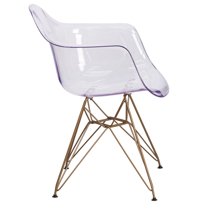 Alonza Series Transparent Side Chair with Gold Base