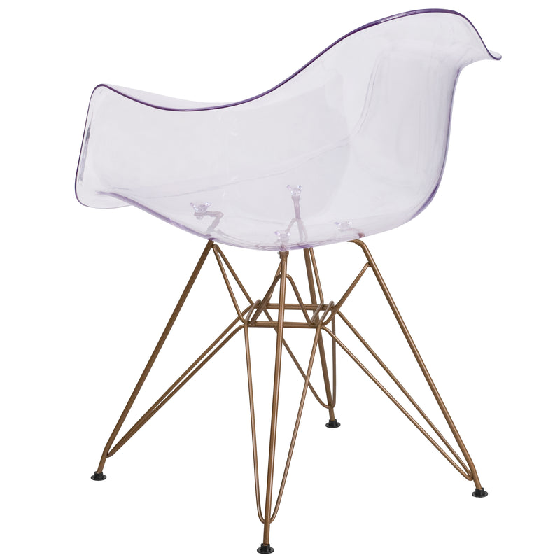 Alonza Series Transparent Side Chair with Gold Base