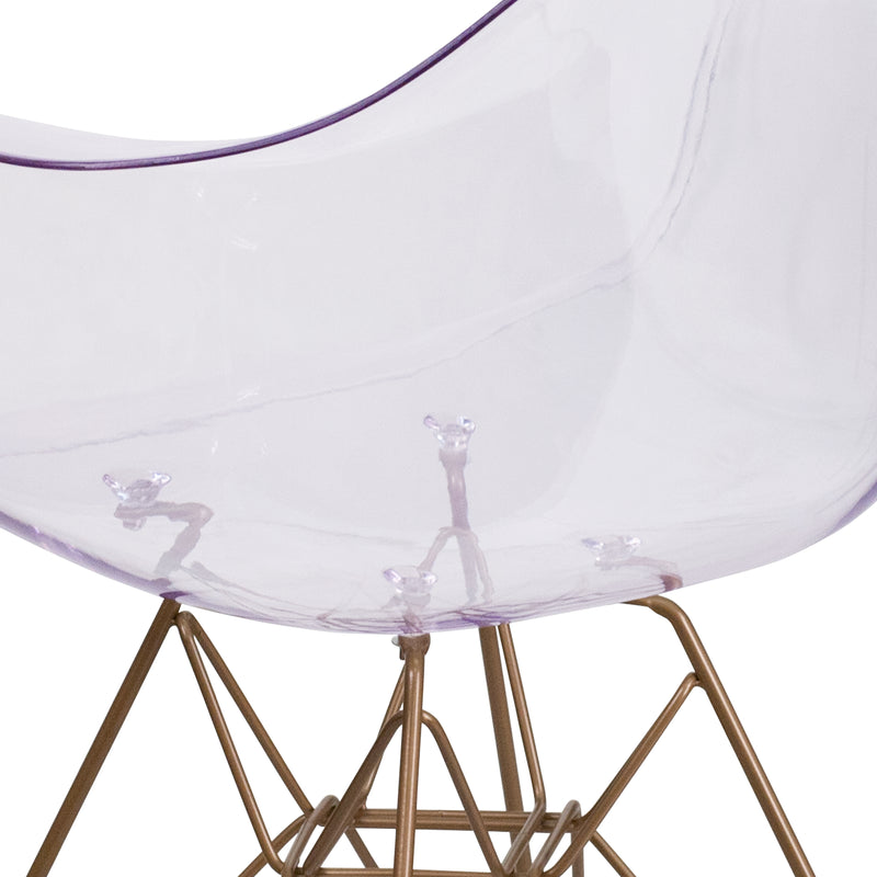 Alonza Series Transparent Side Chair with Gold Base