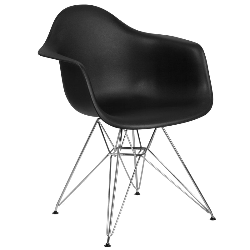 Alonza Series Black Plastic Chair with Chrome Base