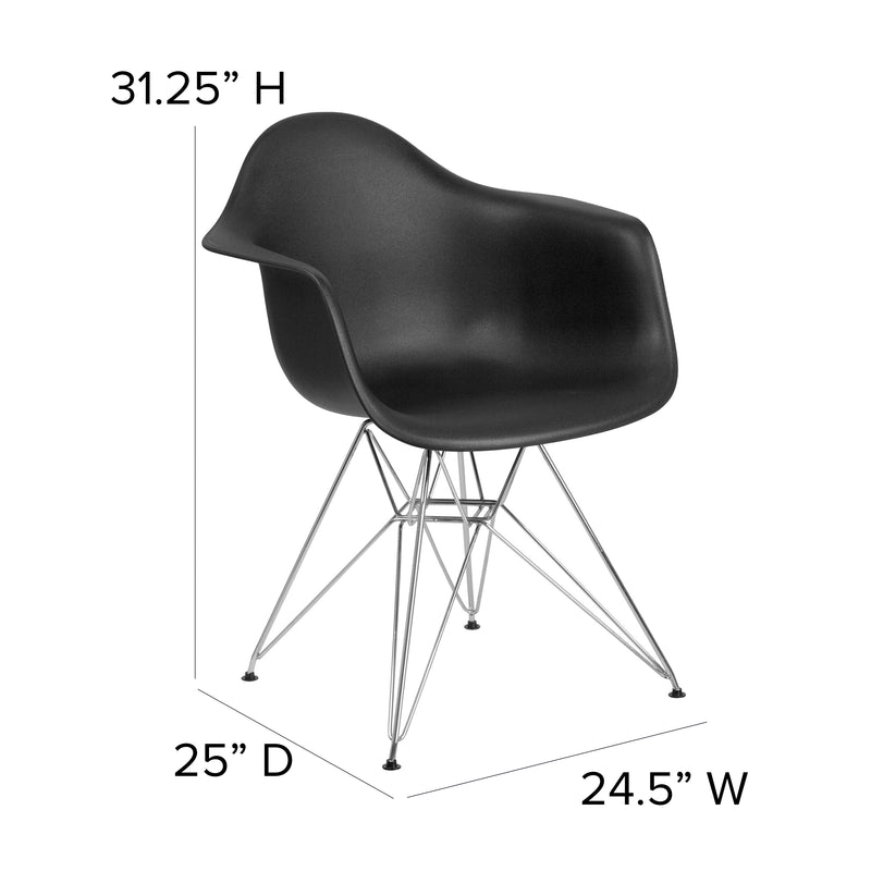 Alonza Series Black Plastic Chair with Chrome Base