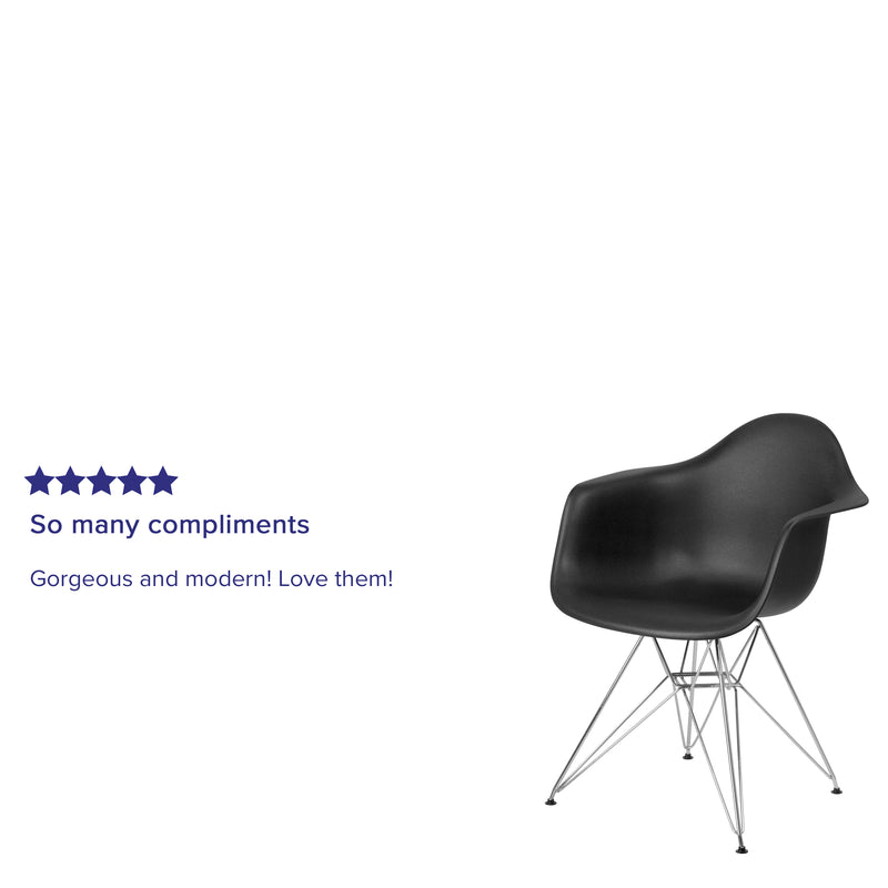 Alonza Series Black Plastic Chair with Chrome Base