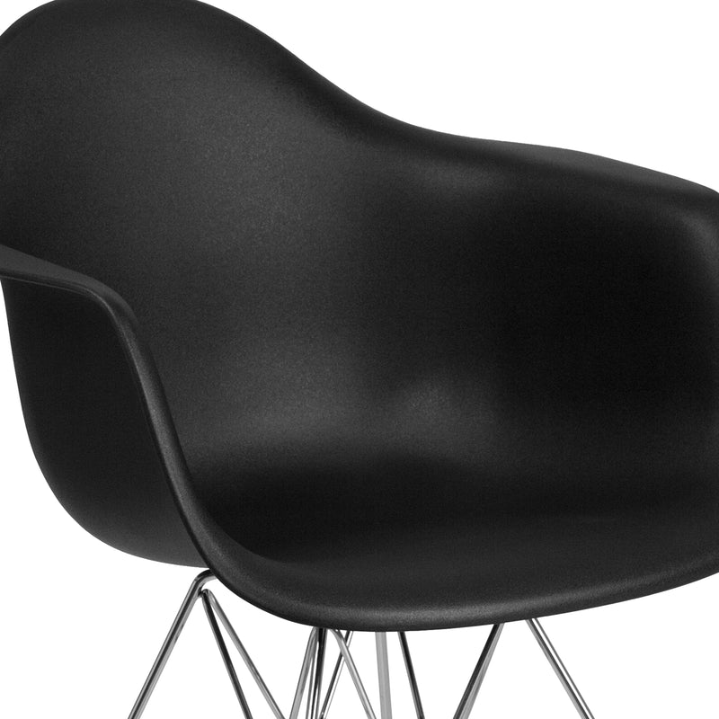 Alonza Series Black Plastic Chair with Chrome Base