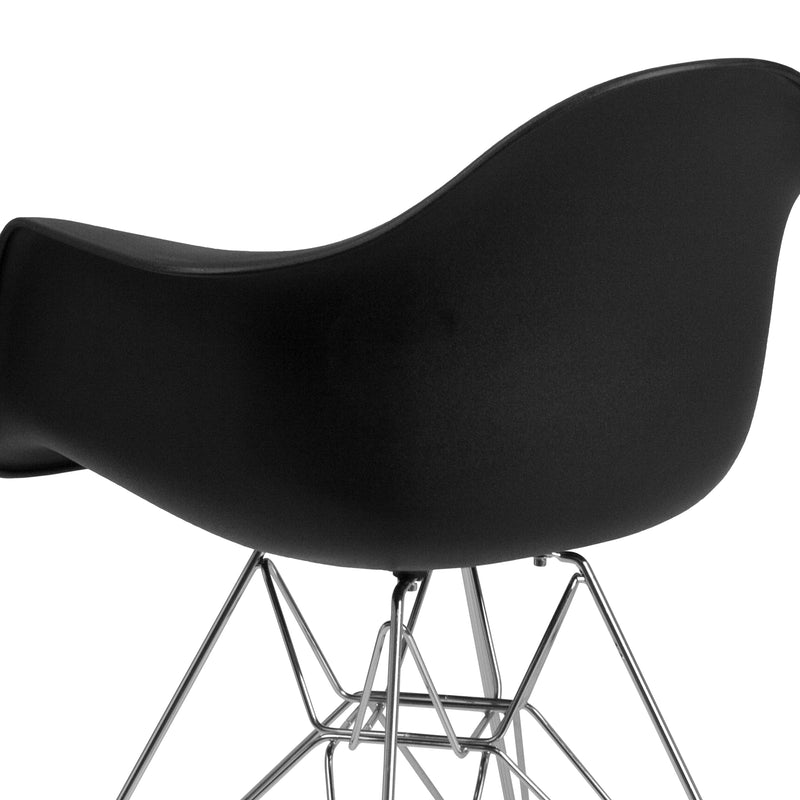 Alonza Series Black Plastic Chair with Chrome Base