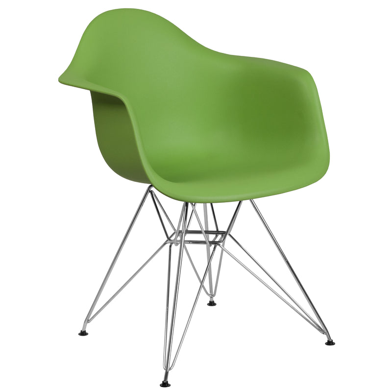 Alonza Series Green Plastic Chair with Chrome Base