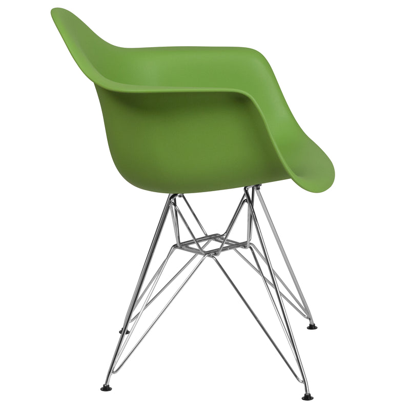 Alonza Series Green Plastic Chair with Chrome Base