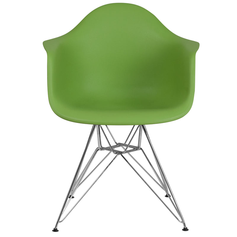 Alonza Series Green Plastic Chair with Chrome Base