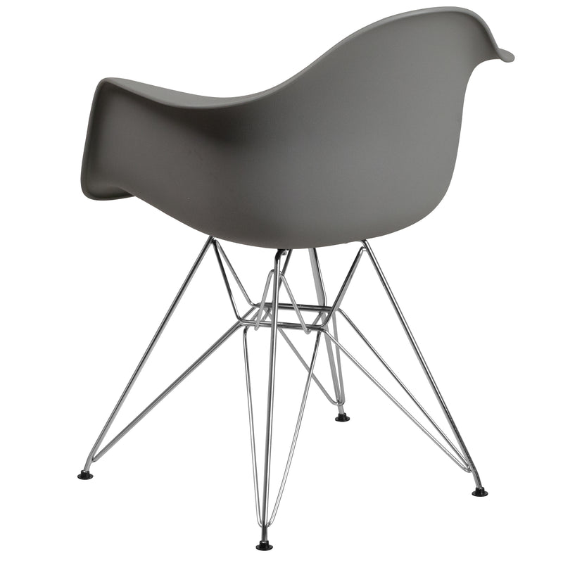 Alonza Series Moss Gray Plastic Chair with Chrome Base