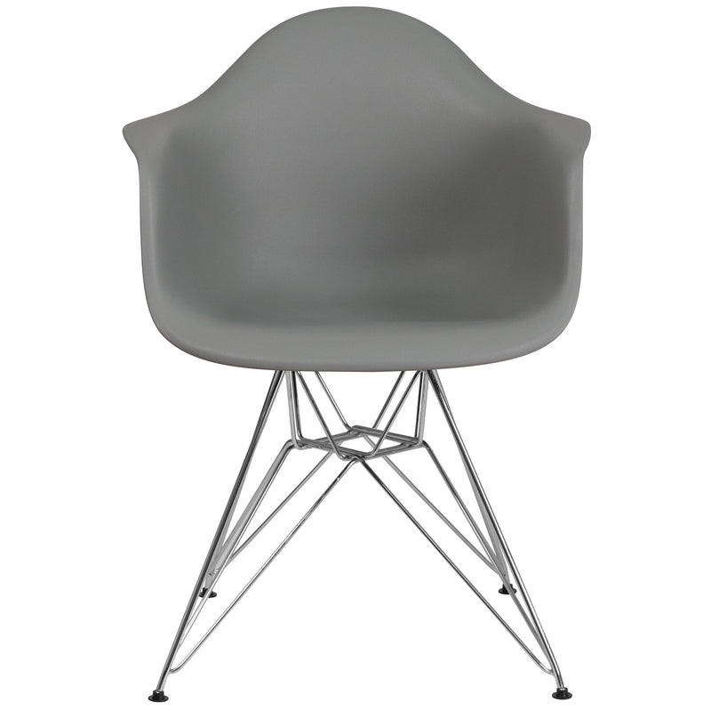 Alonza Series Moss Gray Plastic Chair with Chrome Base