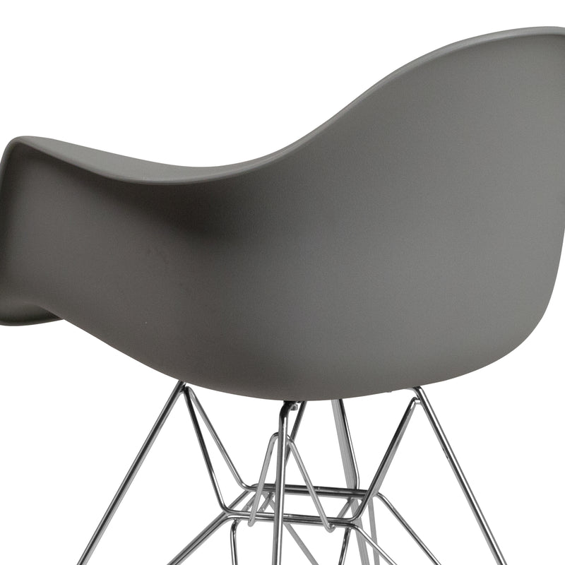 Alonza Series Moss Gray Plastic Chair with Chrome Base