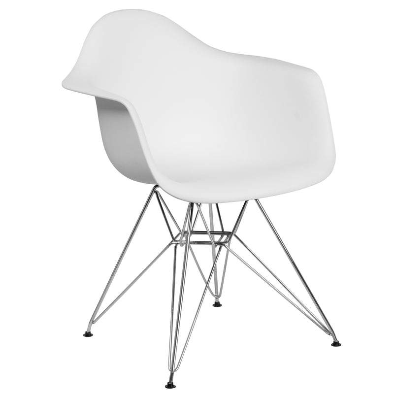 Alonza Series White Plastic Chair with Chrome Base