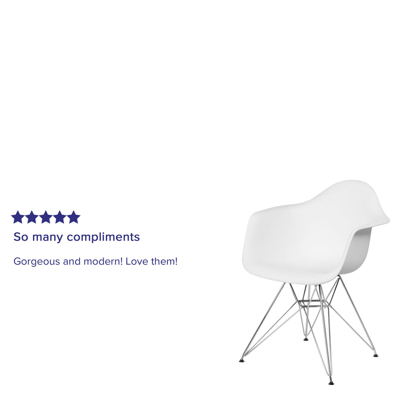 Alonza Series White Plastic Chair with Chrome Base