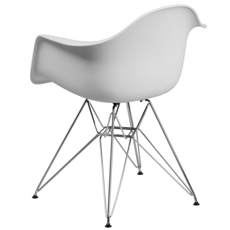 Alonza Series White Plastic Chair with Chrome Base